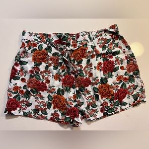 Floral High Paper-bag Waisted Shorts